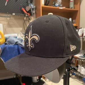 Saints fitted baseball football cap gold brim